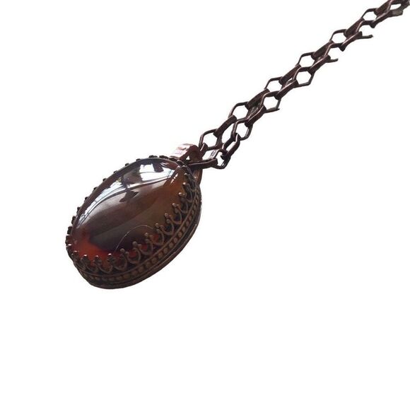 Necklace, Copper and Carnelian Pendant Necklace, NEW, Handmade, Adjustable - Picture 8 of 8